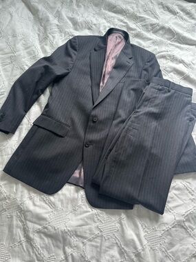 Next Tailoring 100% Wool Pinstripe Suit | 38R &  32R | Two-Piece Business Suit